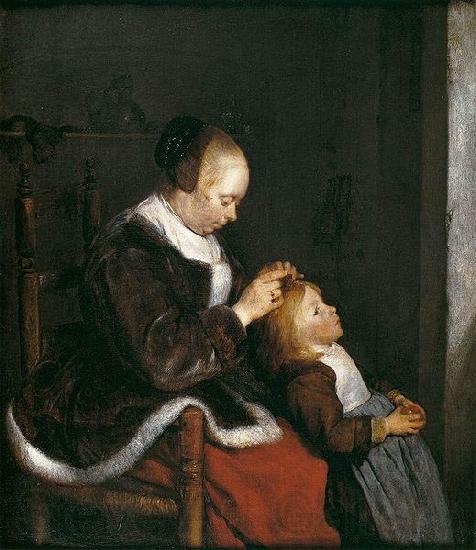 Gerard ter Borch the Younger Mother Combing the Hair of Her Child. Germany oil painting art